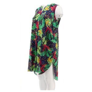 Attitudes Renee V-Neck Sleeveless Duster Tunic Navy Leopard Leaf